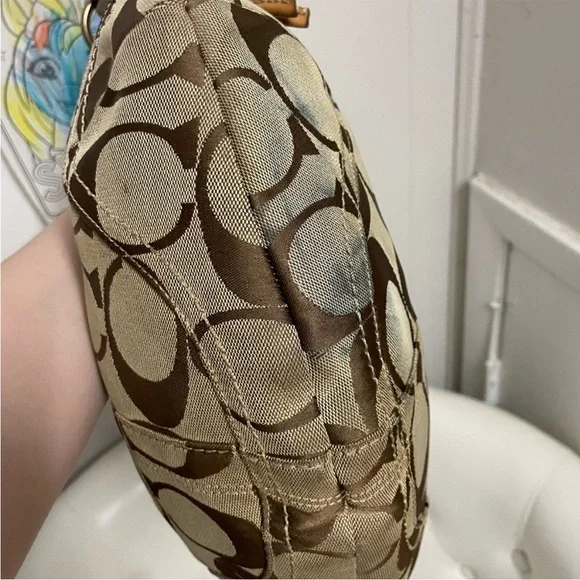 Coach Canvas Hobo Bag in Brown and Tan - Picture 8 of 9